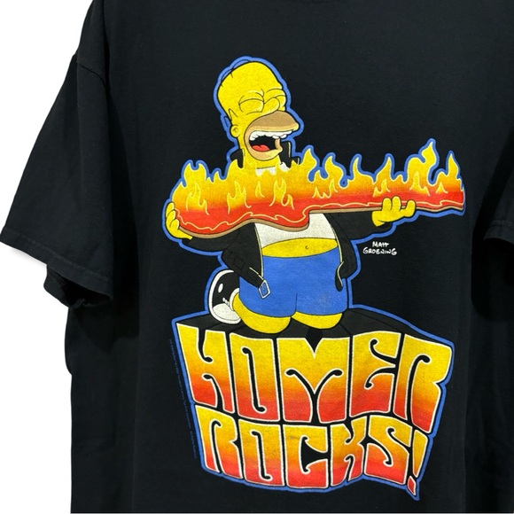 Vintage Y2K The Simpsons Homer Rocks T-Shirt - Picture 2 of 3